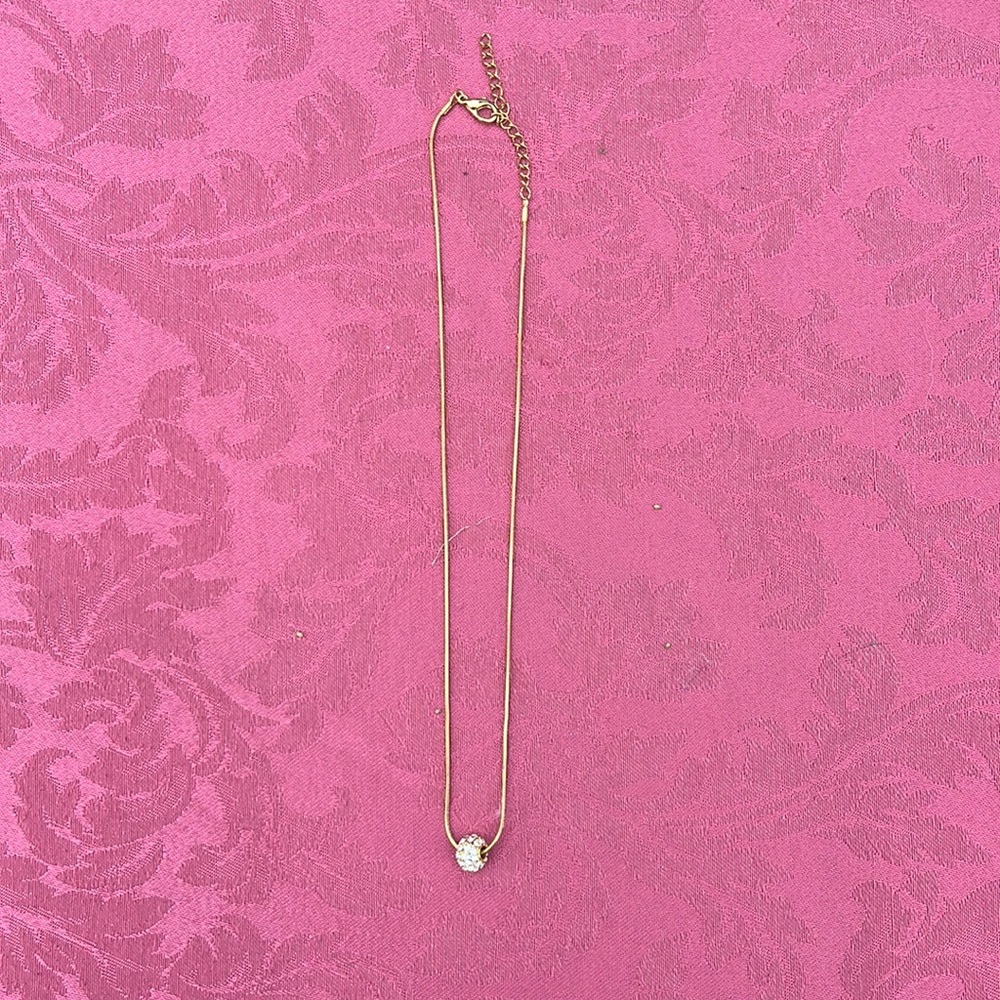 Gold Necklace with Rhinestone Bead - Picture 3 of 3